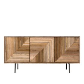 Swoon | Seville | 3 Door Sideboard | Mid-Century Style in Natural | Mango Wood & Matt Charcoal Steel
