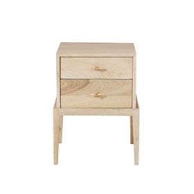 Swoon | Verne | Two-Drawer Bedside Table Natural | Mango Wood & Brass