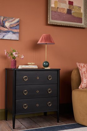 Reyna Three-Drawer Charcoal Mango Wood & Brass Chest of Drawers