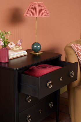 Reyna Three-Drawer Charcoal Mango Wood & Brass Chest of Drawers