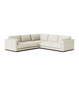 Alesund Corner Sofa Ecru Plain Fabric with Dark Plinth