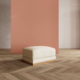 Alesund Ecru Plain Fabric Ottoman With Light Plinth