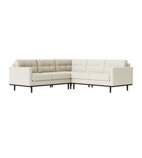 Berlin Five-Seater Corner Sofa Ecru Plain Fabric with Light Feet