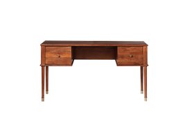 Dryden Light Brown Mango Wood & Brass Desk