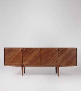 Swoon Noah Mid-Century Sideboard in Dark Brown Acacia & Brass Wood - W: 170 cm H: 68 cm