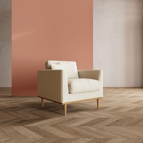 Swoon Norfolk Armchair in Ecru Plain with Light Feet Fabric - 83cmx85cm