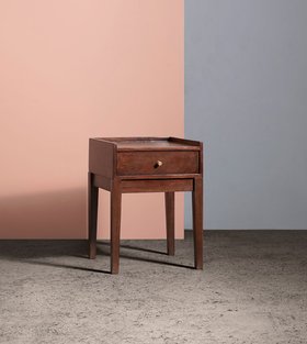 Swoon Newham Contemporary Bedside Table in Brass & Dark Mango Wood - Brown