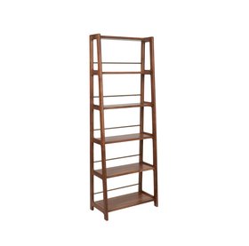 Noah Dark Brown Acacia & Brass Shelving Unit