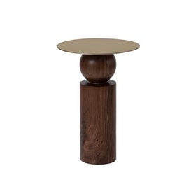 Pablo Dark Brown Acacia & Brass Side Table