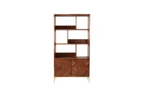 Norrebro Dark Brown Acacia & Brass Shelving Unit