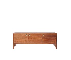 Banner Light Brown Mango Wood & Brass TV Stand