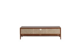 Raphia Dark Brown Acacia Wood & Natural Rattan TV Stand