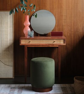 Raphia Dark Brown Acacia Wood & Natural Rattan Dressing Table