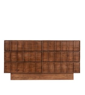Sandon Six-Drawer Dark Brown Acacia Wood Chest of Drawers