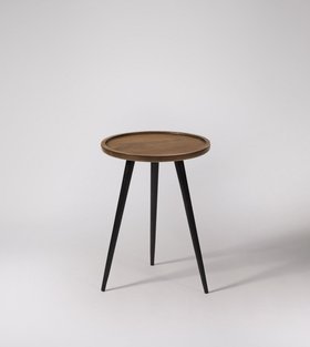 Swoon Tabak Industrial Side Table in Walnut Stain Metal and Wood - Black - W: 35 cm D: 35 cm H: 50 cm