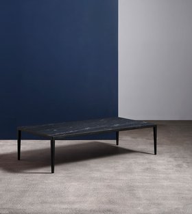 Swoon Teesdale Luxe Coffee Table in Brown Marble & Black Steel Stone - Beige