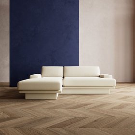 Swoon Trenton Corner Sofa Right-Hand in Ecru Plain with Hidden Feet Fabric