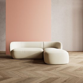 Swoon Alban Right-Hand Corner Sofa in Ecru Plain Fabric - 215cmx68cm