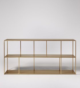 Swoon Aero Low Shelving Unit in Large Brass Metal - W: 158 cm D: 30 cm H: 75 cm