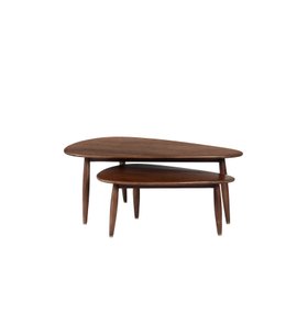 Abel Set of Two Light Brown Mango Wood Nesting Coffee Tables