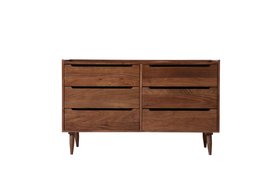 Southwark Six-Drawer Dark Brown Acacia Wood Chest of Drawers
