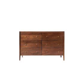 Valente Six-Drawer Light Brown Mango Wood Chest of Drawers
