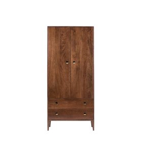 Nyhavn Light Brown Mango Wood & Brass Double Wardrobe