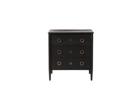 Reyna Three-Drawer Charcoal Mango Wood & Brass Chest of Drawers