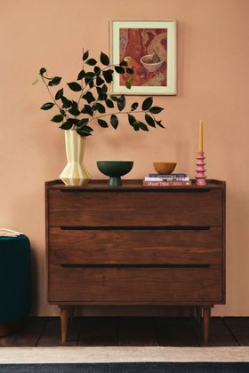 Southwark Three-Drawer Dark Brown Acacia Wood Chest of Drawers