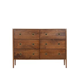 Morse Six-Drawer Dark Brown Mango Wood Chest of Drawers