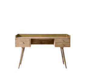 Fresco Natural Oak-Stained Mango Wood & Brass Desk