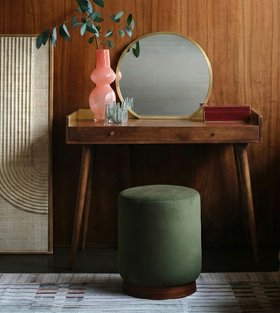 Fresco Light Brown Mango Wood & Brass Dressing Table