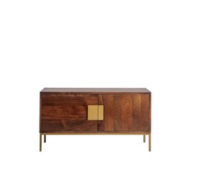 Banner Small Light Brown Mango Wood & Brass Media Unit