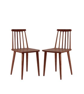 Ollie Dark Brown Acacia Wood Dining Chair Pair