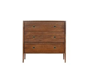 Morse Three-Drawer Dark Brown Mango Wood Chest of Drawers