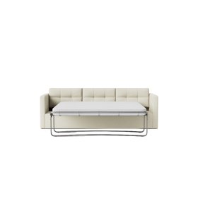 Berlin Three-Seater Sofa Bed Ecru Plain Fabric with Light Feet