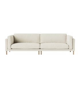 Munich Four-Seater Ecru Plain Fabric Sofa with Light Legs