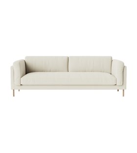 Munich Three-Seater Ecru Plain Fabric Sofa with Light Legs