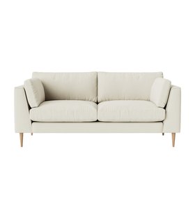 Nero Three-Seater Ecru Plain Fabric Sofa with Light Legs