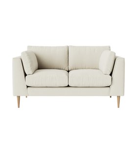 Nero Two-Seater Ecru Plain Fabric Sofa with Light Legs