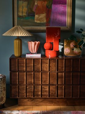 Sandon Six-Drawer Dark Brown Acacia Wood Chest of Drawers
