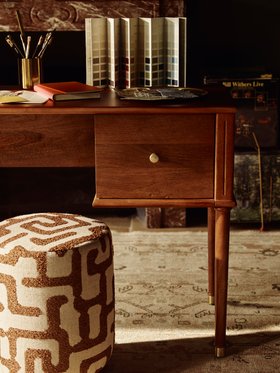 Dryden Light Brown Mango Wood & Brass Desk