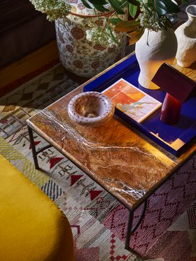 Krono Marble & Black Steel Coffee Table