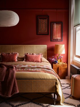 Petersham Charcoal Steel & Natural Rattan Double Bed