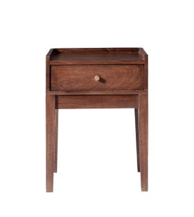 Newham Dark Stained Mango Wood & Brass Bedside Table