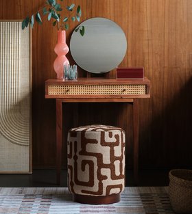 Penfold Dark Rust Boucle & Wood Stool
