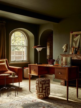 Penfold Dark Rust Boucle & Wood Stool