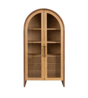 Linn Three-Drawer Display Cabinet Dark Stained Mango & Brass