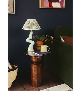 Pablo Dark Brown Acacia Wood & Brass Side Table
