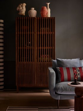 Klaus Five Shelf Tobacco Stained Mango Wood Display Cabinet